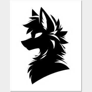 Simple Anthro Furry Wolf Silhouette Posters and Art